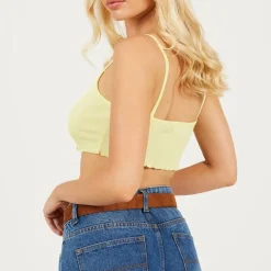 Brave Soul Through Crop Vest in Green