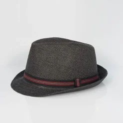 Brave Soul Trilby Hat With Contrast Tape Detail in Black