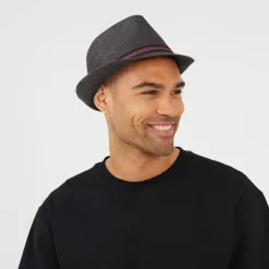 Brave Soul Trilby Hat With Contrast Tape Detail in Black
