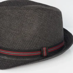 Brave Soul Trilby Hat With Contrast Tape Detail in Black