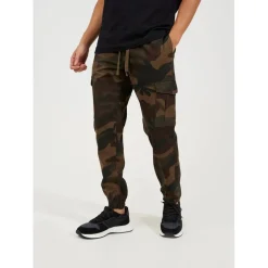 Brave Soul Twill Cuff Cargo Trousers in Green
