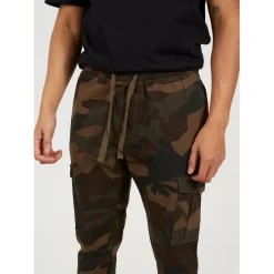 Brave Soul Twill Cuff Cargo Trousers in Green