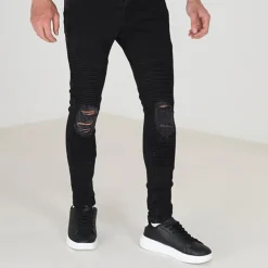 Brave Soul Wash Biker Jeans in Grey