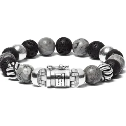 Buddha To Buddha Bead Mix Grey Picasso Jasper Or Soladite Tiger Eye in Silver