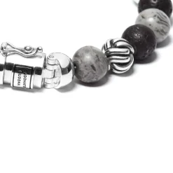 Buddha To Buddha Bead Mix Grey Picasso Jasper Or Soladite Tiger Eye in Silver