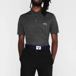 Callaway Mens Herringbone Golf Polo Shirt in Black