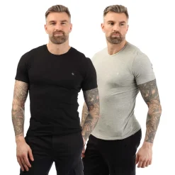 Calvin Klein 2 Pack of Essential Crew T-Shirts in Black Grey