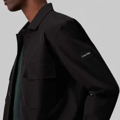 Calvin Klein Boxy Twill Overshirt in Black