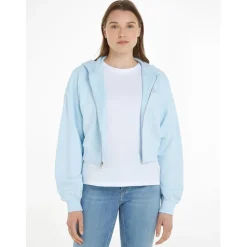 Calvin Klein Jeans Badge Zip Through Hoodie in Blue