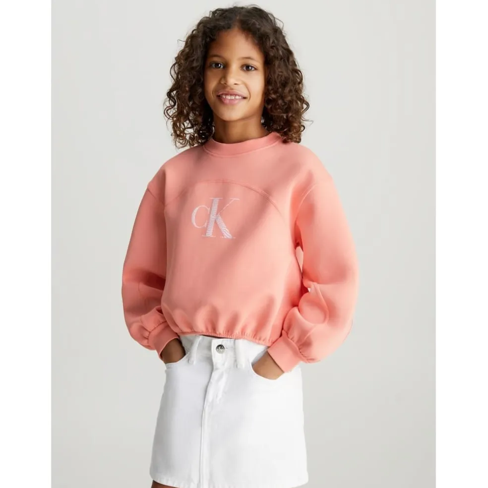 Calvin Klein Jeans Crew Sweater Juniors in Orange