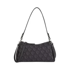Calvin Klein Jeans Drop Monogram Shoulder Handbag with Detachable Strap in Black