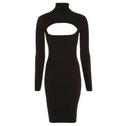 Calvin Klein Jeans In 1 Roll Neck Jumper Dress in Black