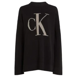 Calvin Klein Jeans Intarsia High Neck Sweater in Black