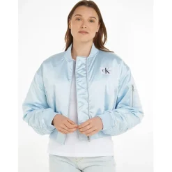Calvin Klein Jeans Satin Bomber Jacket in Blue