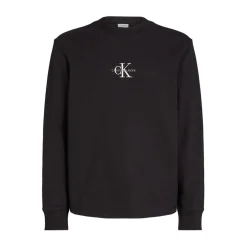Calvin Klein Jeans Waffle Long Sleeve Crew Neck T-Shirt in Black