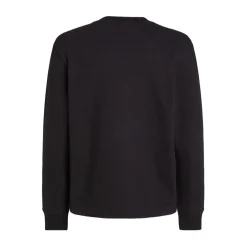 Calvin Klein Jeans Waffle Long Sleeve Crew Neck T-Shirt in Black