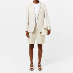 Calvin Klein Linen Bermuda Shorts in Beige