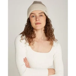Calvin Klein Metal Two Tone Chunky Beanie in Beige