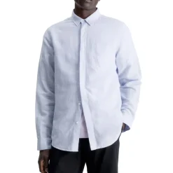 Calvin Klein Regular-Fit Linen Cotton Shirt in Blue