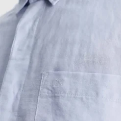 Calvin Klein Regular-Fit Linen Cotton Shirt in Blue