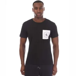 Calvin Klein Round Logo Pocket T-Shirt in Black
