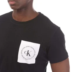 Calvin Klein Round Logo Pocket T-Shirt in Black