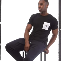 Calvin Klein Round Logo Pocket T-Shirt in Black