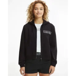 Calvin Klein Sleeve Zip Hoodie in Black