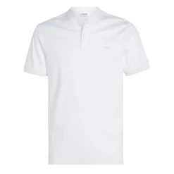 Calvin Klein Smooth Cotton Stand Collar Polo Shirt in White