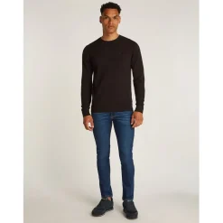 Calvin Klein Texture Crew Neck Regular Fit Sweater in Black