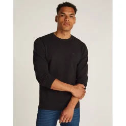 Calvin Klein Texture Crew Neck Regular Fit Sweater in Black