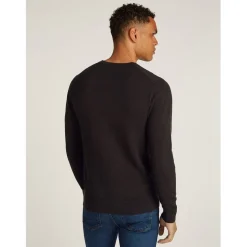 Calvin Klein Texture Crew Neck Regular Fit Sweater in Black