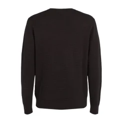 Calvin Klein Texture Crew Neck Regular Fit Sweater in Black