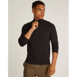 Calvin Klein Zip Neck Slim Fit Sweater in Black