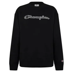 Champion Crew Neck Regular Fit Long Sleeve Sweatshirt in Black