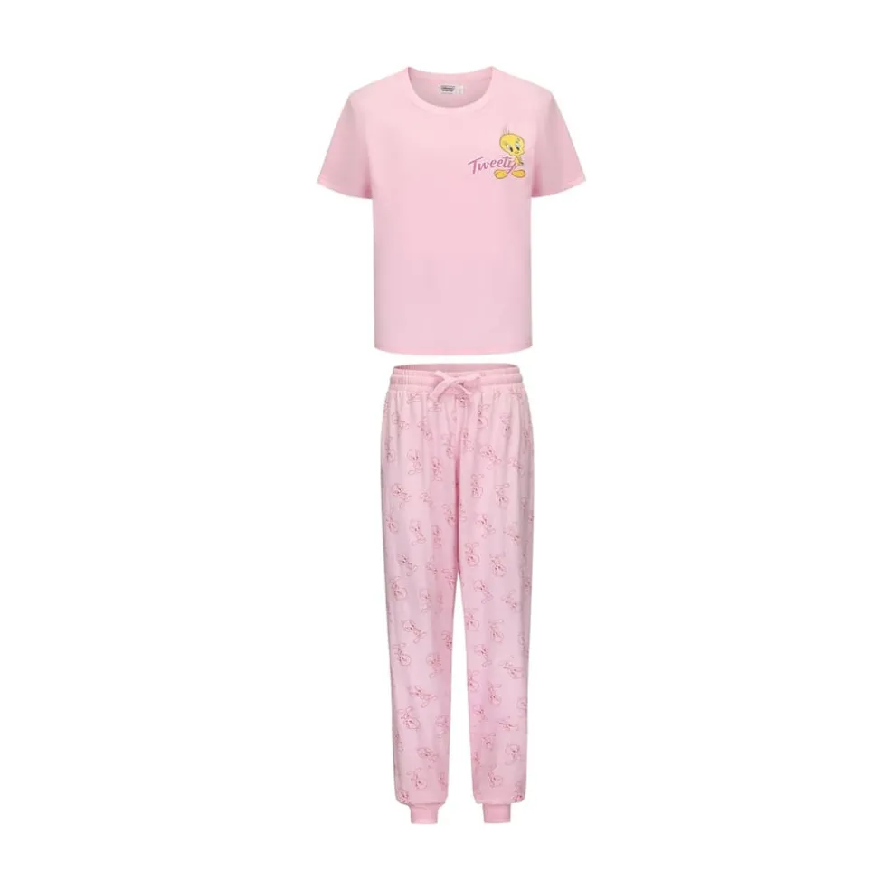 Character Womens Short Sleeve Pyjama Set in Pink