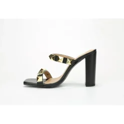 Chic Heel Studd Sndl in Black