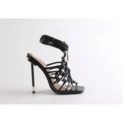 Chic Knt Leg Ti Sndl in Black