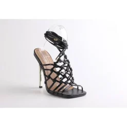 Chic Knt Leg Ti Sndl in Black