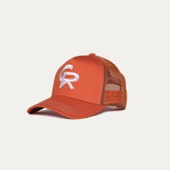 Christian Rose Sketch Trucker Cap in Orange