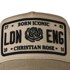 Christian Rose Trucker Cap in Beige
