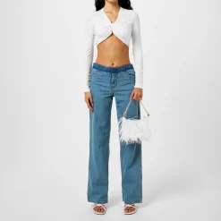 Christopher Esber Wide Leg Relaxed Fit Denim Jeans in Blue