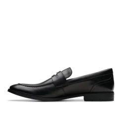 Clarks Round Toe Penny Loafers in Black