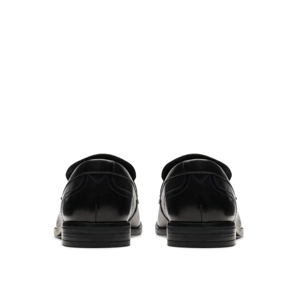 Clarks Round Toe Penny Loafers in Black