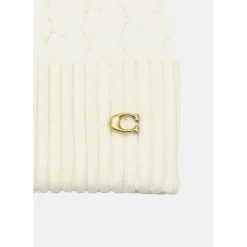 Coach Knit Beanie in White