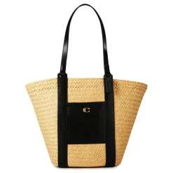 Coach Straw Leather Tote Bag in Cream