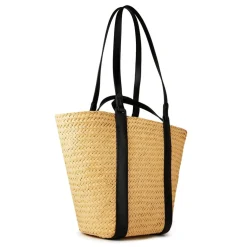 Coach Straw Leather Tote Bag in Cream