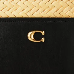 Coach Straw Leather Tote Bag in Cream