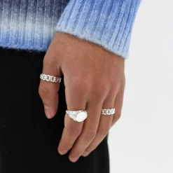 Common Lines Cuban Link Ring in Silver