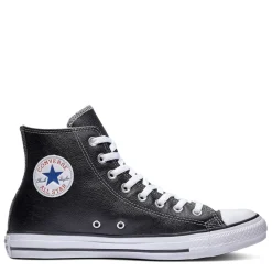 Converse All Star Leather Hi Top Trainers in Black